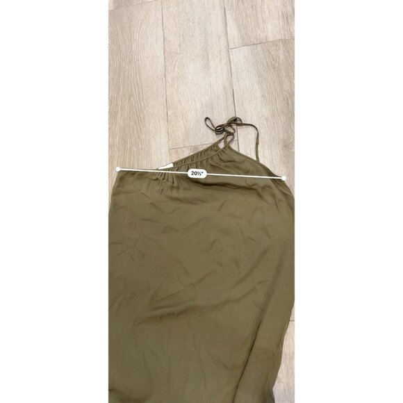 TWP Dinner At Mackizi Silk Chiffon Dress Olive Green One Shoulder Size M - Picture 5 of 7